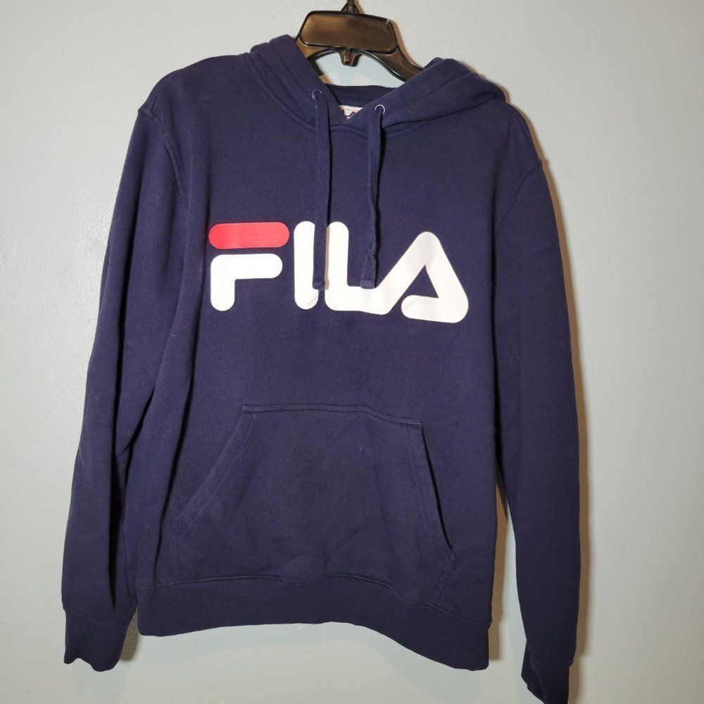 Fila Mens Hoodie  Fleece  Pullover  Sweatshirt  Size S  Blue